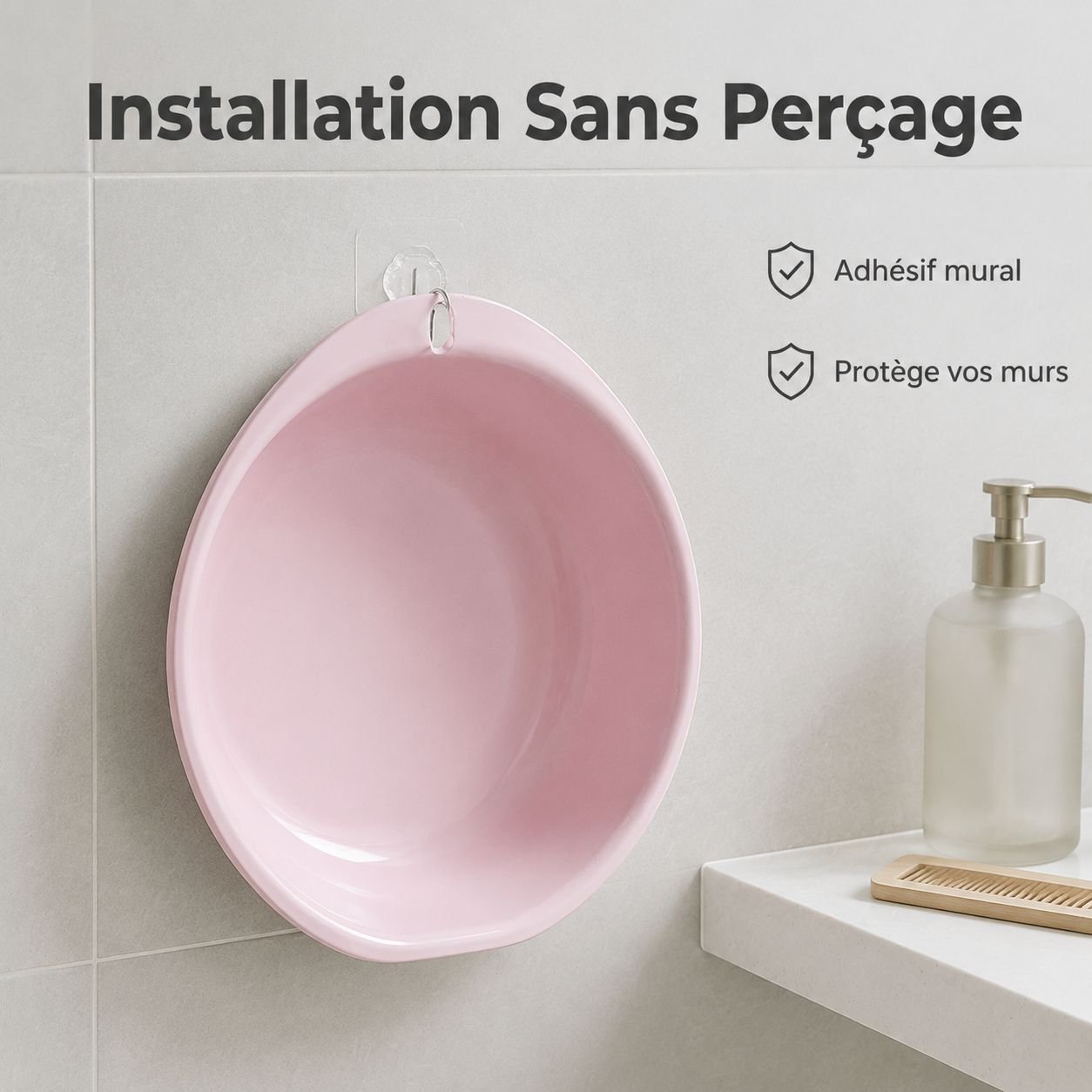 Lavabo mural sans perçage pour salle de bain