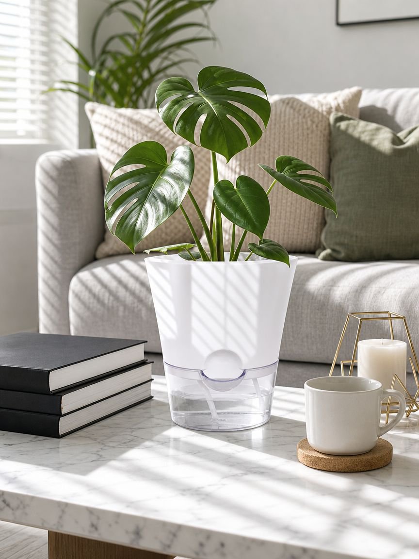 Automatic water-absorbing flower pot for lazy plant lovers