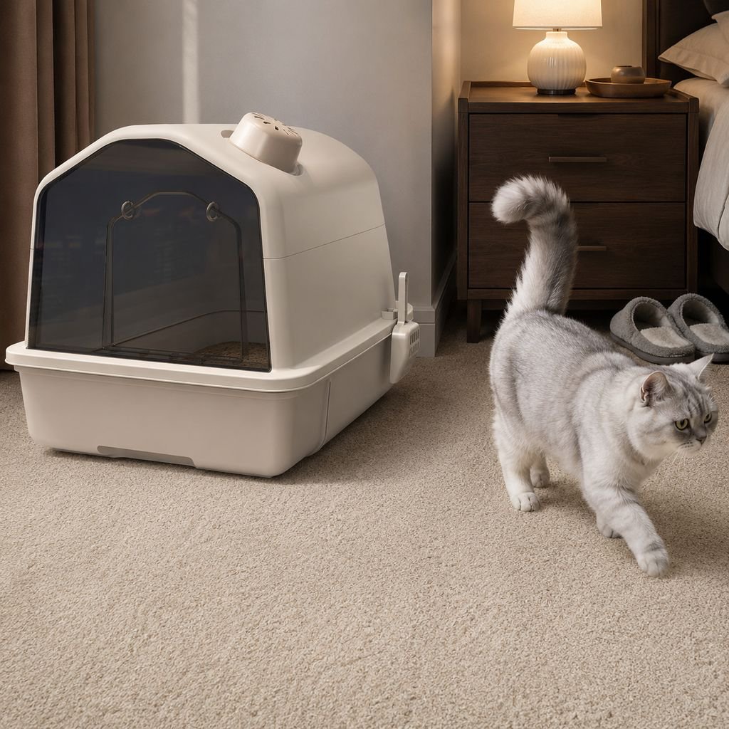Fully enclosed, odor-proof, extra-large cat litter box