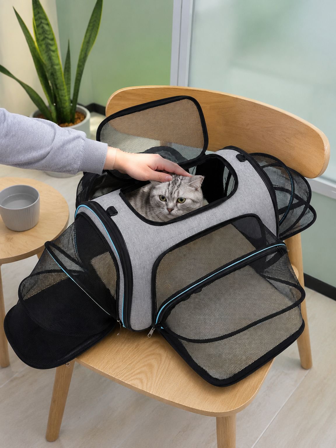 Aménagement intérieur du sac extensible pour chat