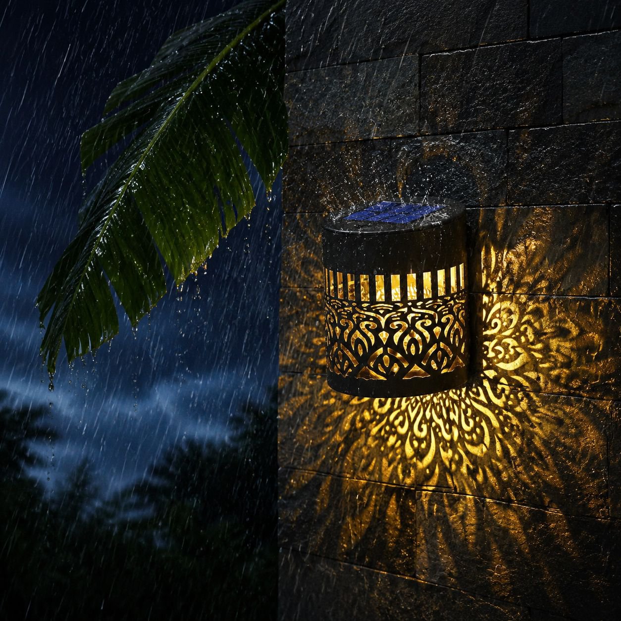 Waterproof Solar Courtyard Wall Lamp, Auto Sensor Mandala Decorative Light