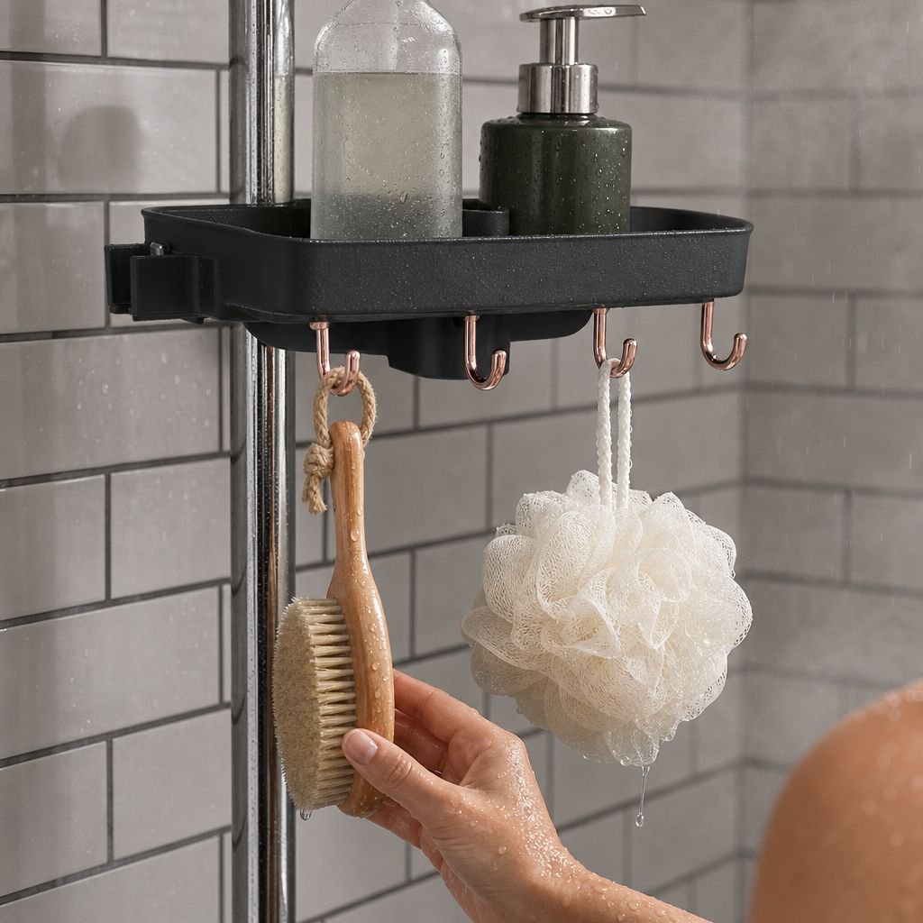 No-Drill Multifunctional Bathroom Shower Head Holder Rack