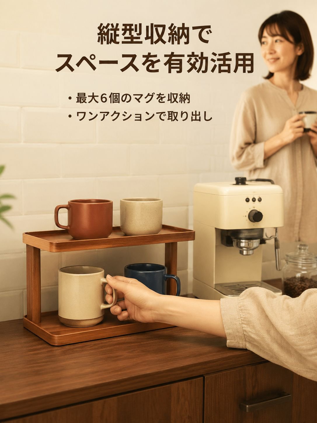 デスクトップ棚用カップオーガナイザー