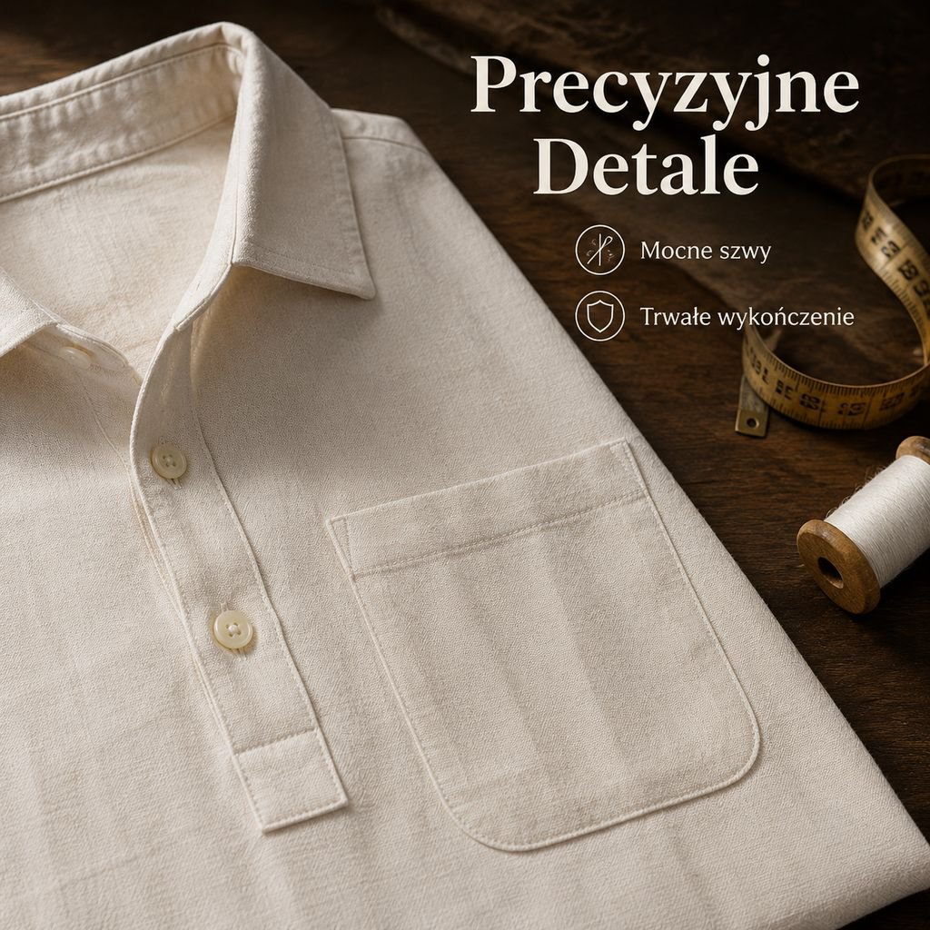 Stylowa męska koszulka polo z lyocellu i lnu, cienka, old money, z kołnierzykiem