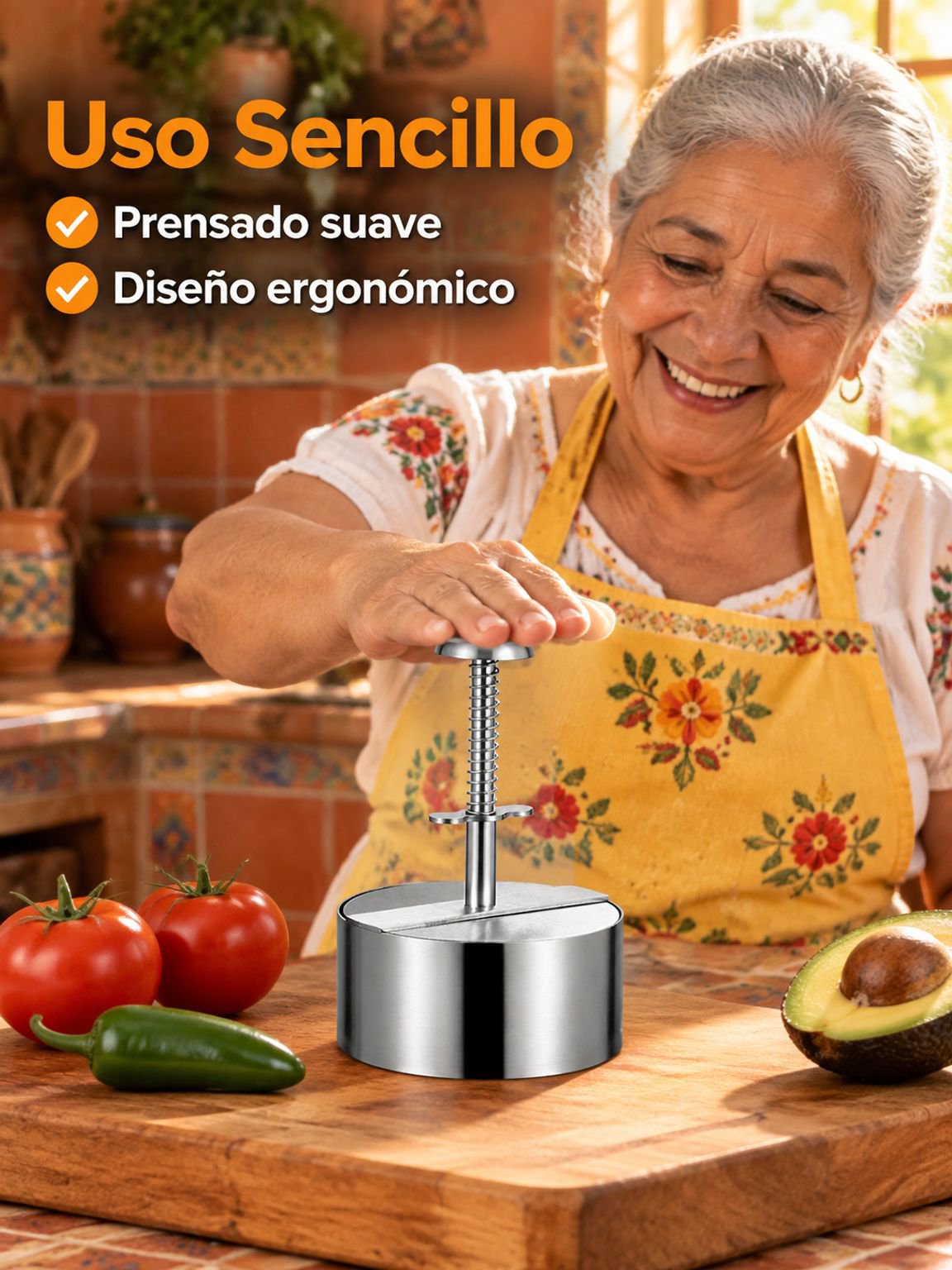Prensa para hamburguesas multifuncional de acero inoxidable