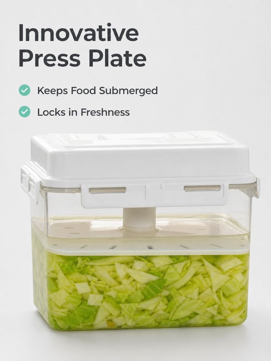 Food-Grade Press-Type Pickling Jar, Large-Capacity Kitchen Storage Container