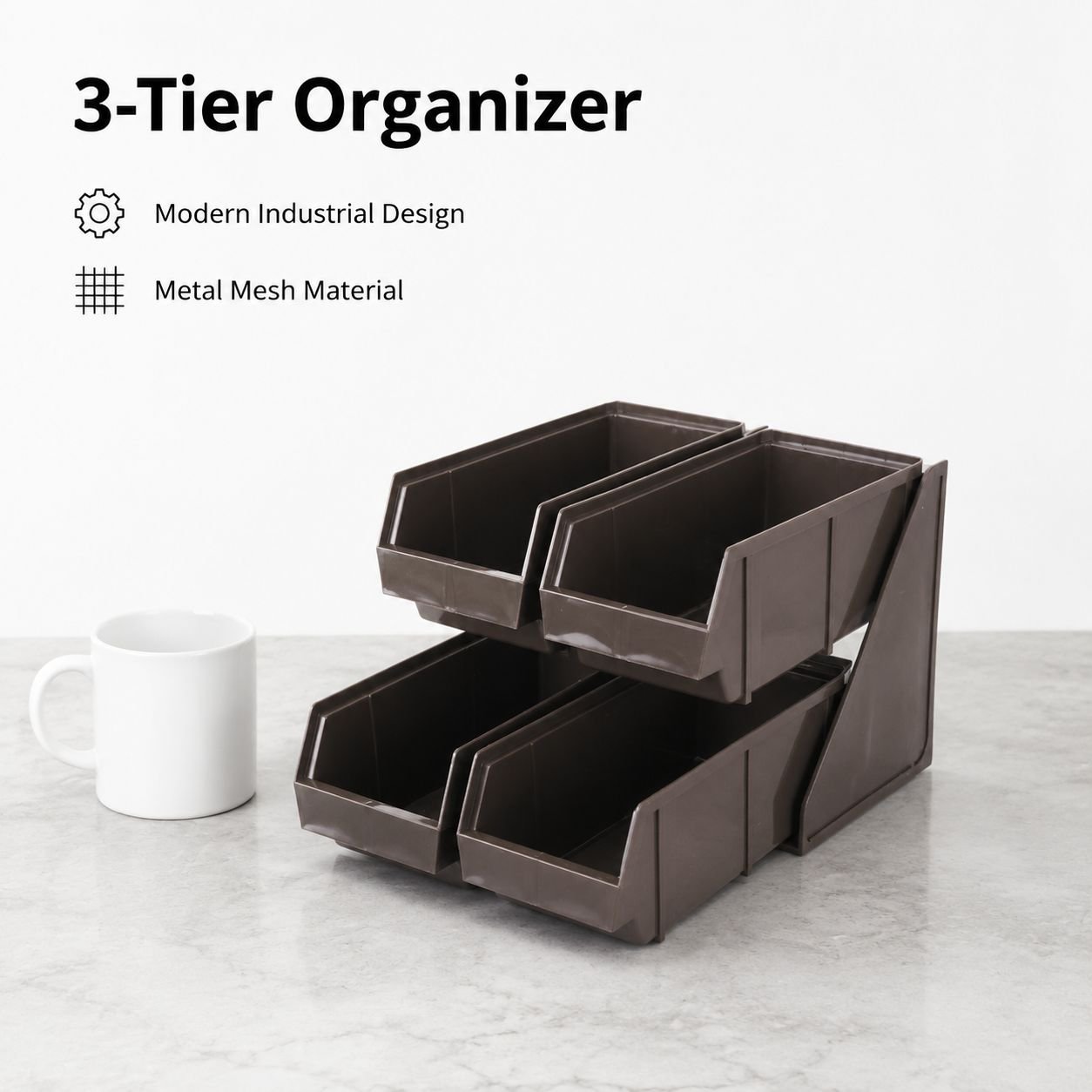 DS-H460 Office Cafe Napkin Straw 3-Tier Dispenser Organizer