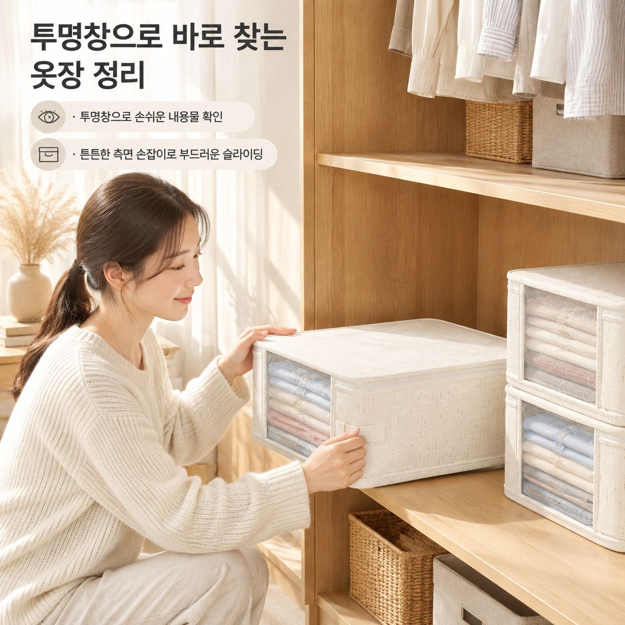 톈산 면마 침구 4종세트 수납백 패브릭 옷 정리함 옷장 이불커버 보관백