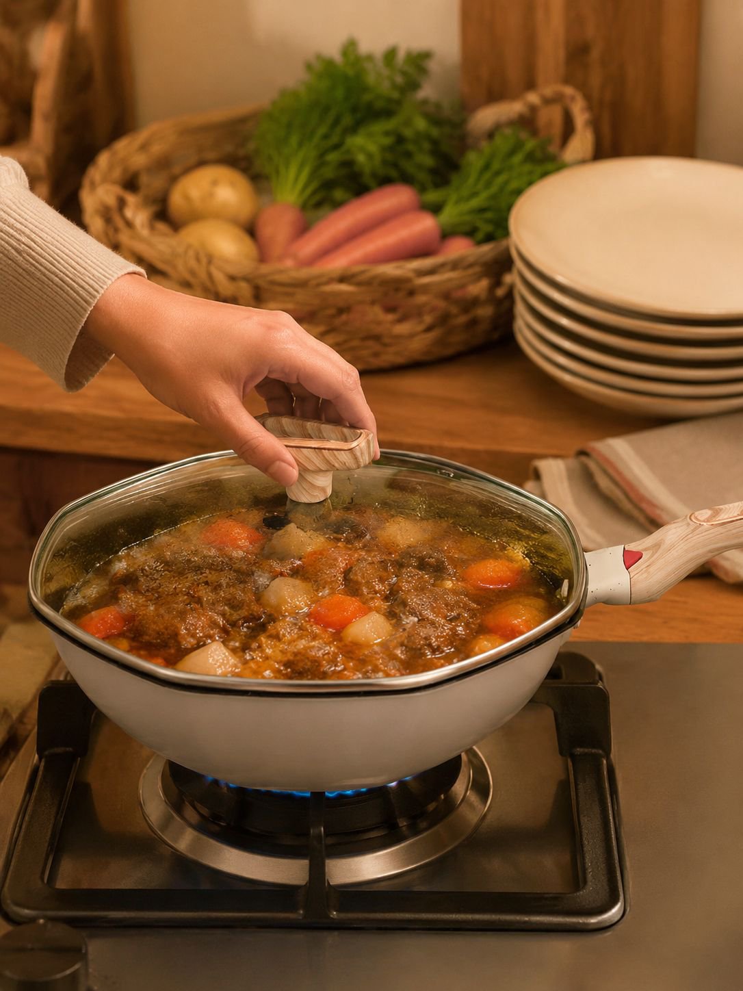 Modern nonstick octagonal pan for even heat distribution