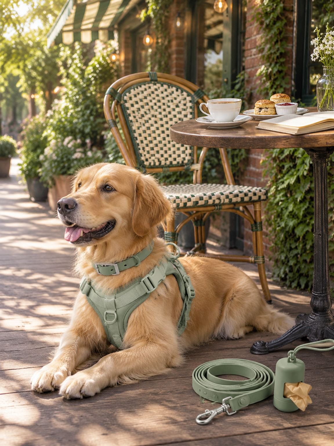 Dog leash and collar set ready for an outdoor walk