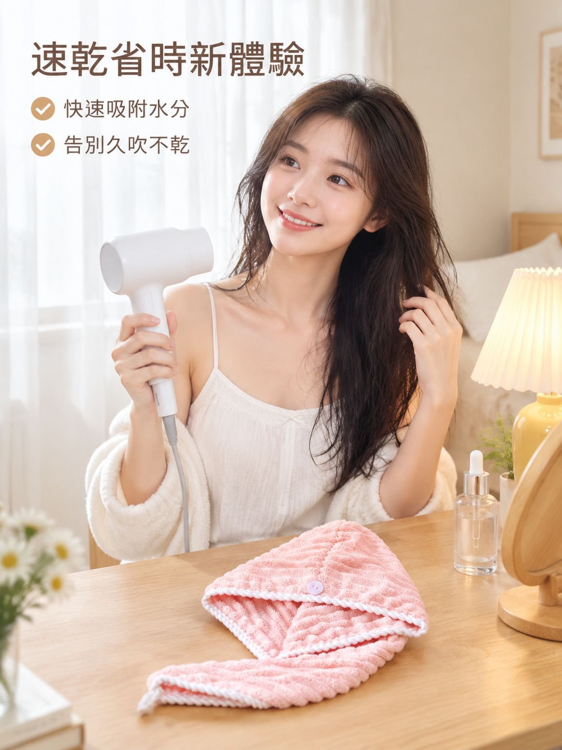 幹發帽女珊瑚絨加厚吸水速幹毛巾