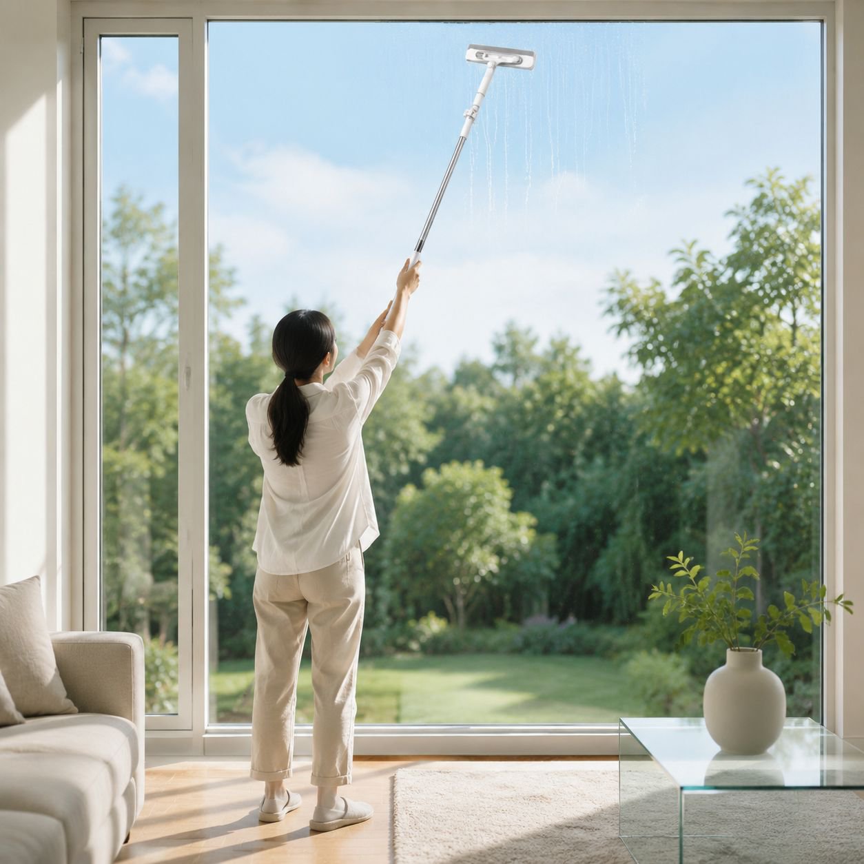 Three-color dual-omnidirectional glass cleaner