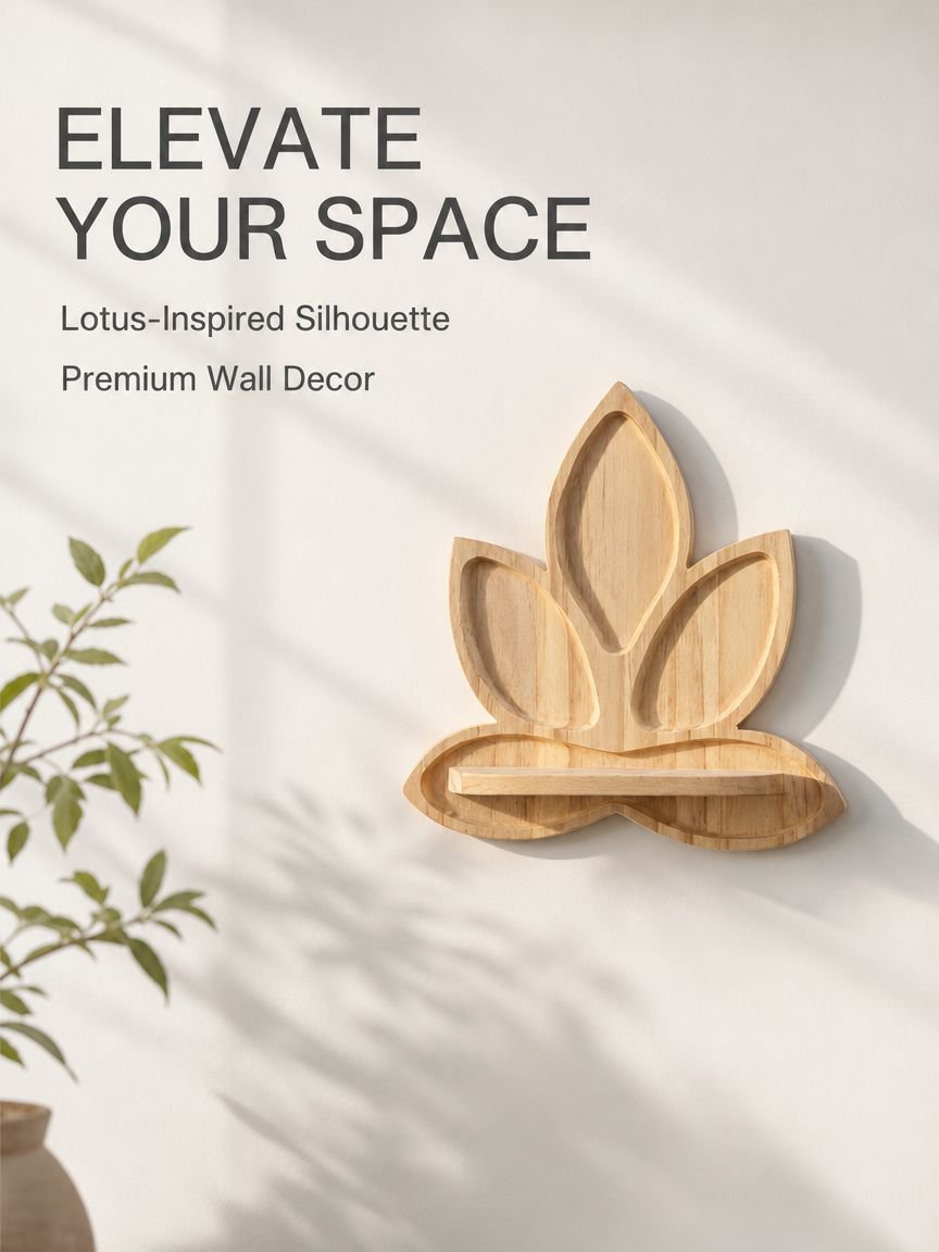 Solid Wood Lotus Wall Mounted Storage Rack