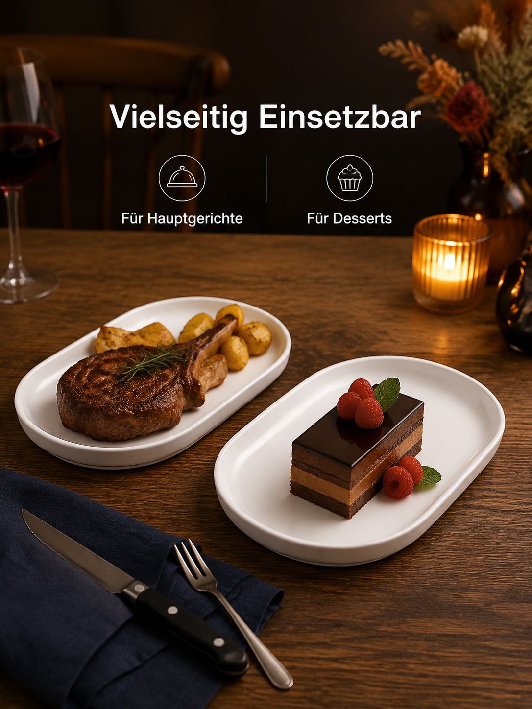 Eleganter ovaler Speiseteller