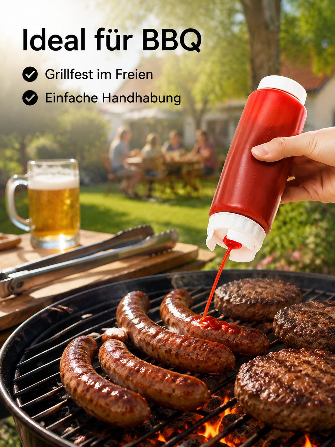 Doppelköpfige auslaufsichere Saucen-Quetschflasche
