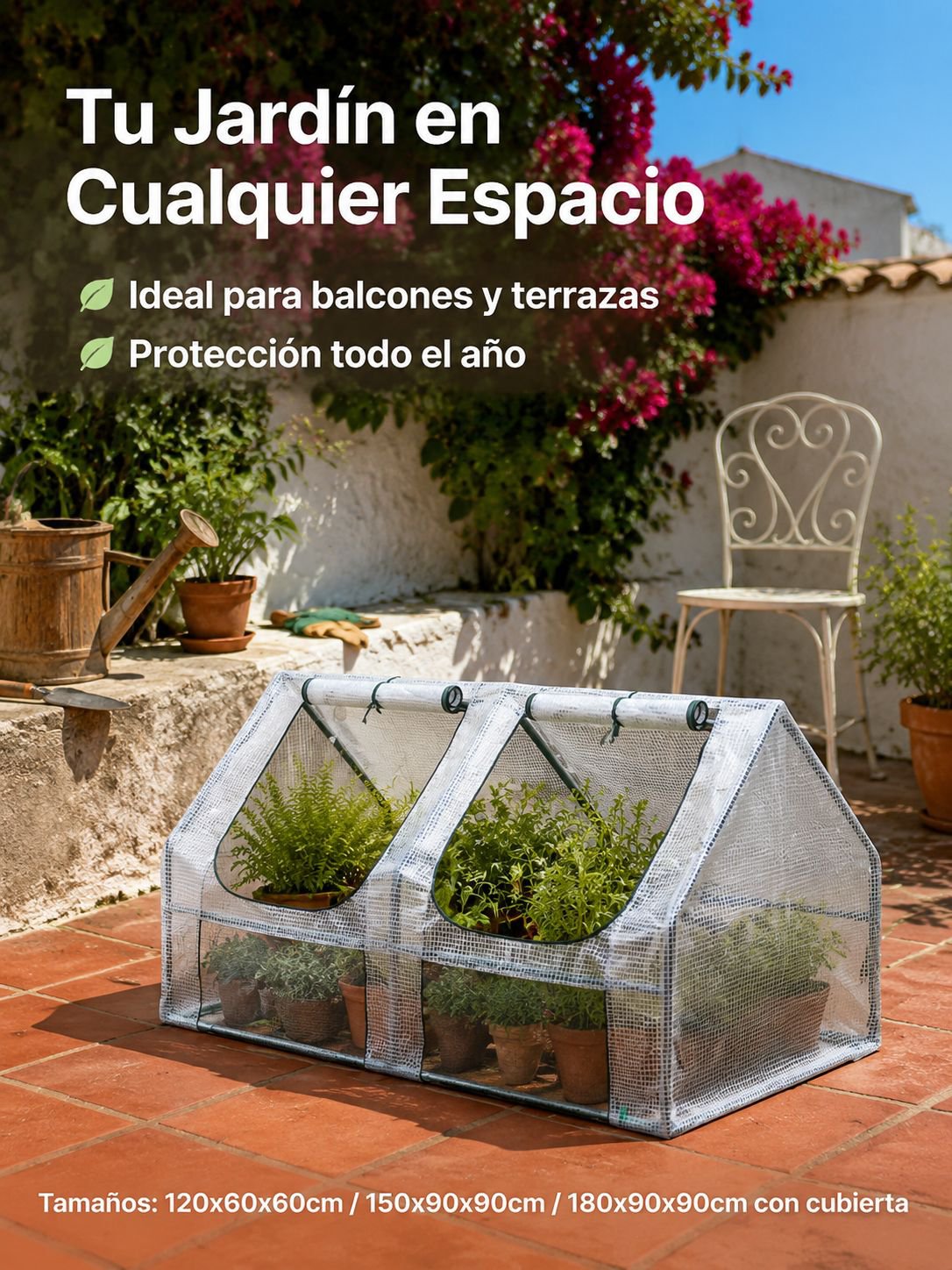 Invernadero doméstico antifrío para balcón, patio y jardín