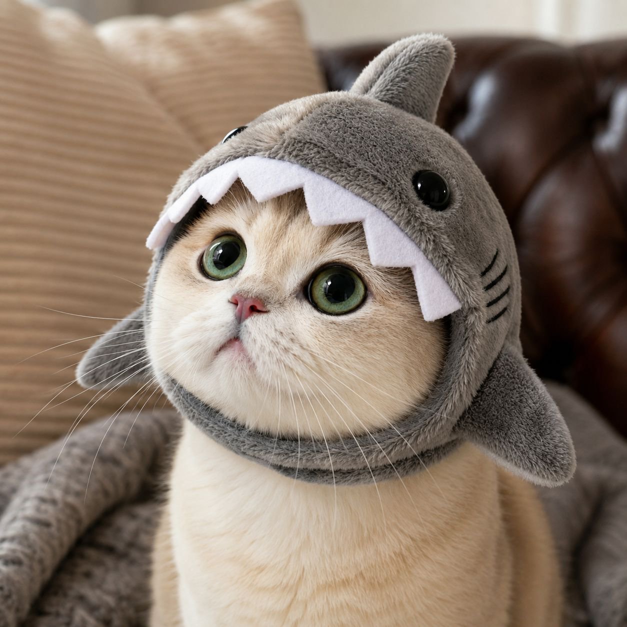 Pet headband, cat and shark, winter warm plush puppy hat, cute cartoon headband