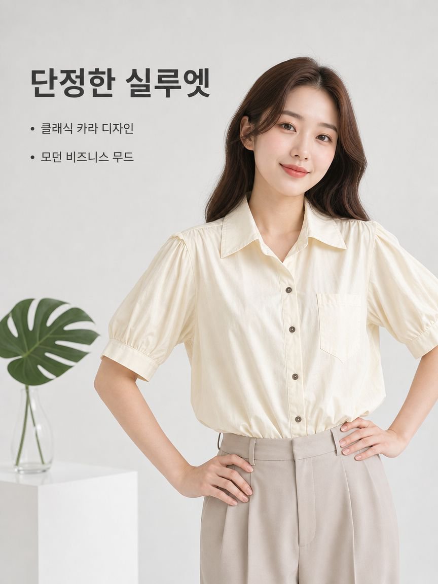 710 XY 블루 컬러 작은 사람 카라 셔츠 일본식 비즈니스 단추 반팔 상의 여성