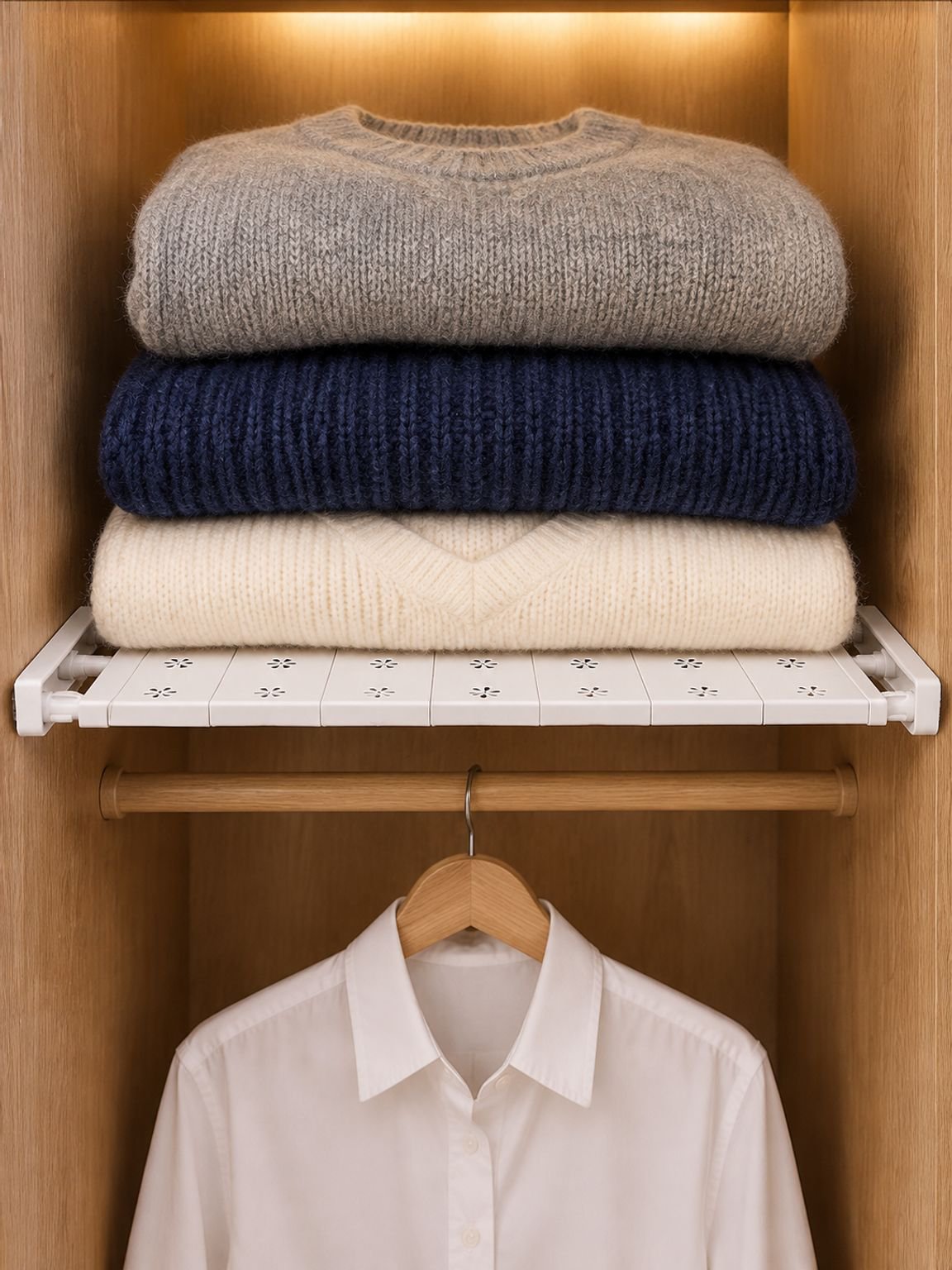 No-Drill Adjustable Closet Shelf Organizer
