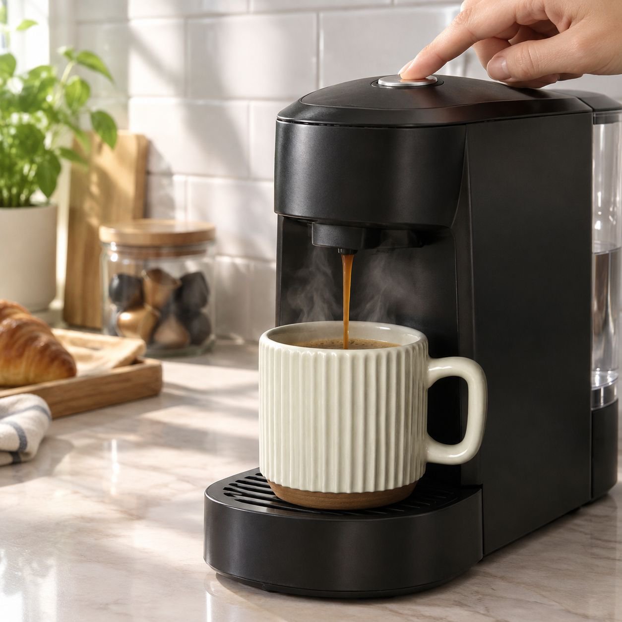 Taza apilable beige de alto diseño, taza de café latte vintage con relieve