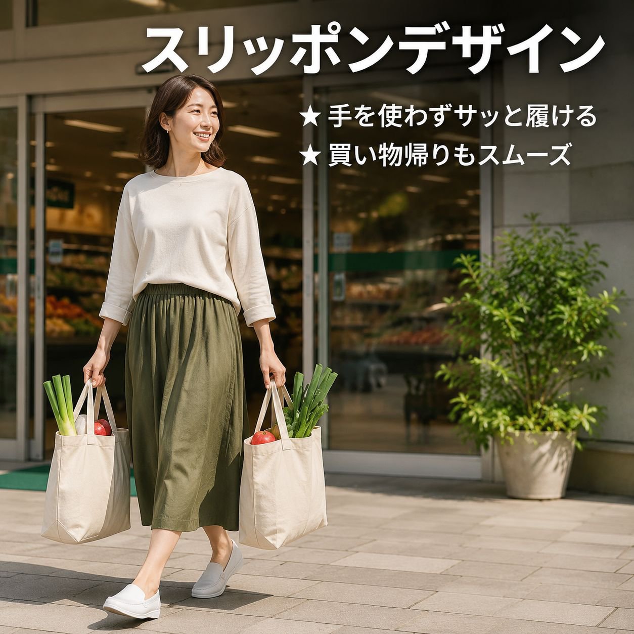 ママ向けソフトレザーぺたんこシューズ