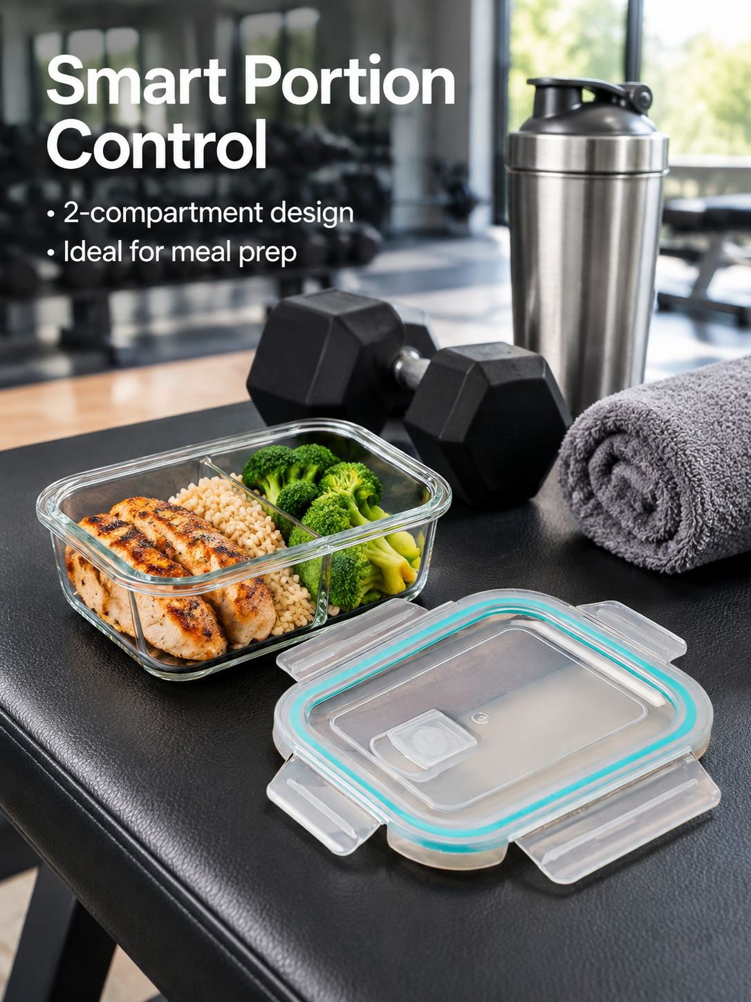 Glass bento box with lid for work and school lunches