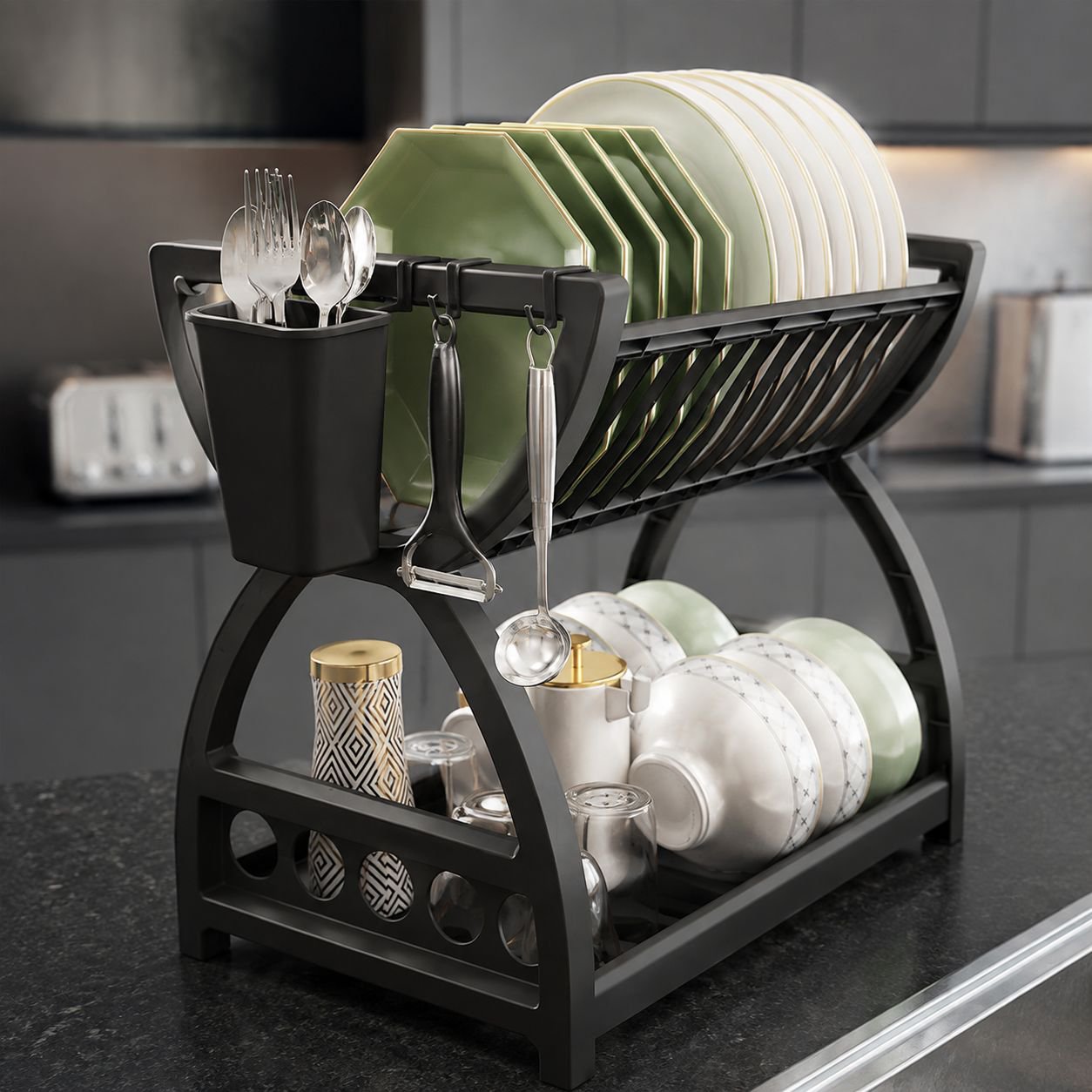 Plastic Kitchen Rack for Dishes, Chopsticks, and Knives with Drainage Function