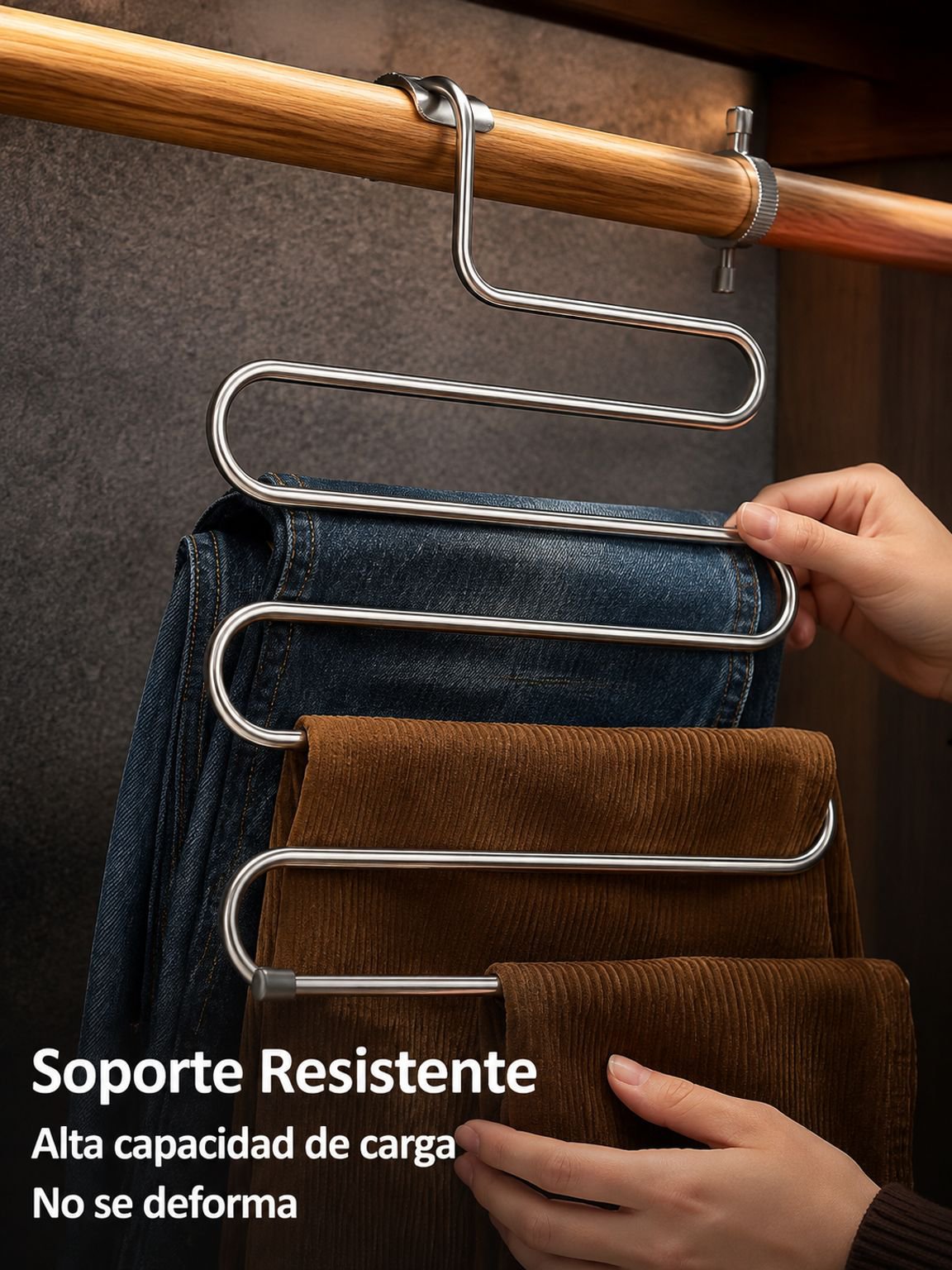 Perchero para pantalones en forma de S de acero inoxidable multifuncional