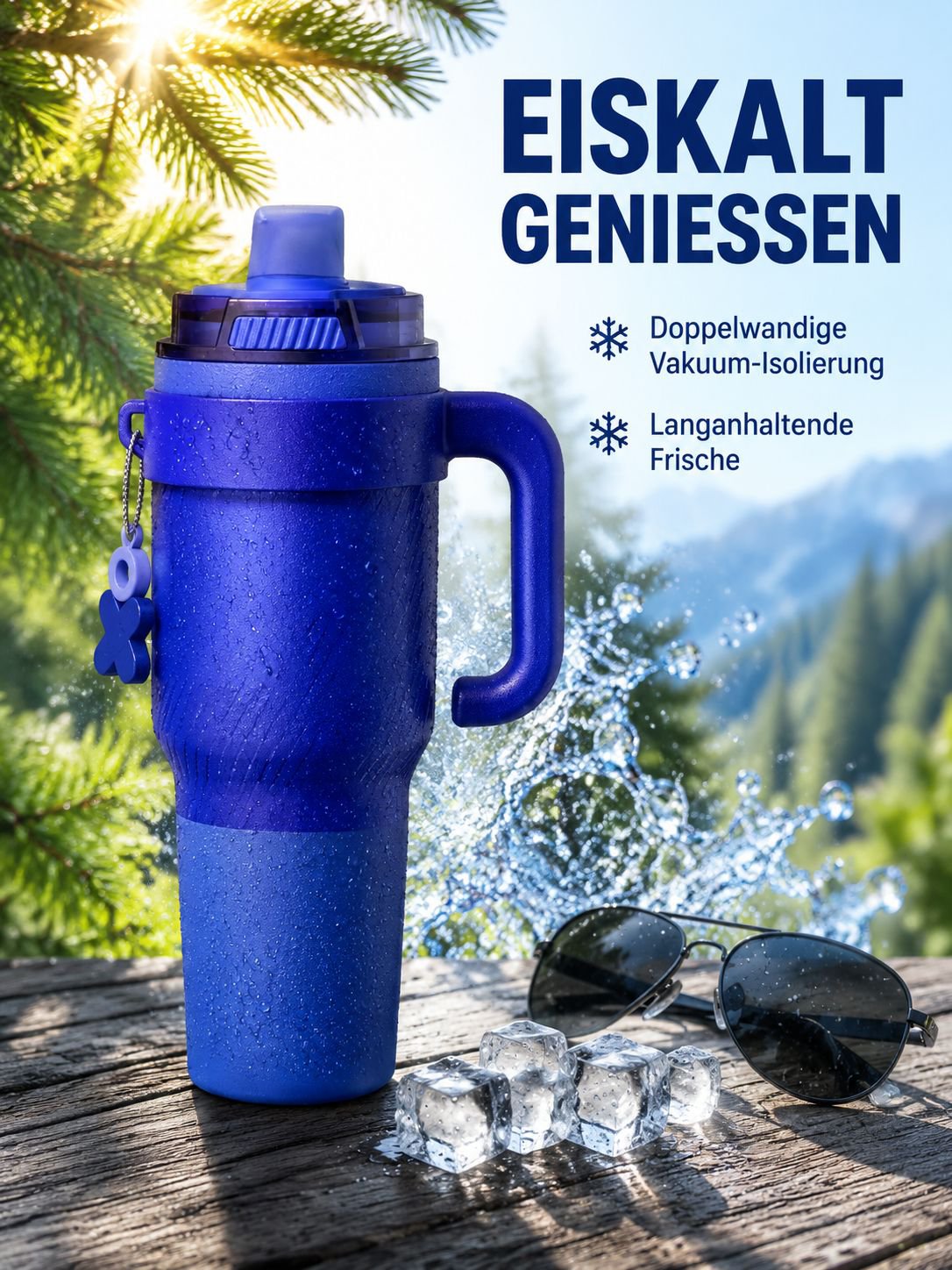 Modischer Edelstahl-Thermobecher mit Strohhalm für Heim und Büro