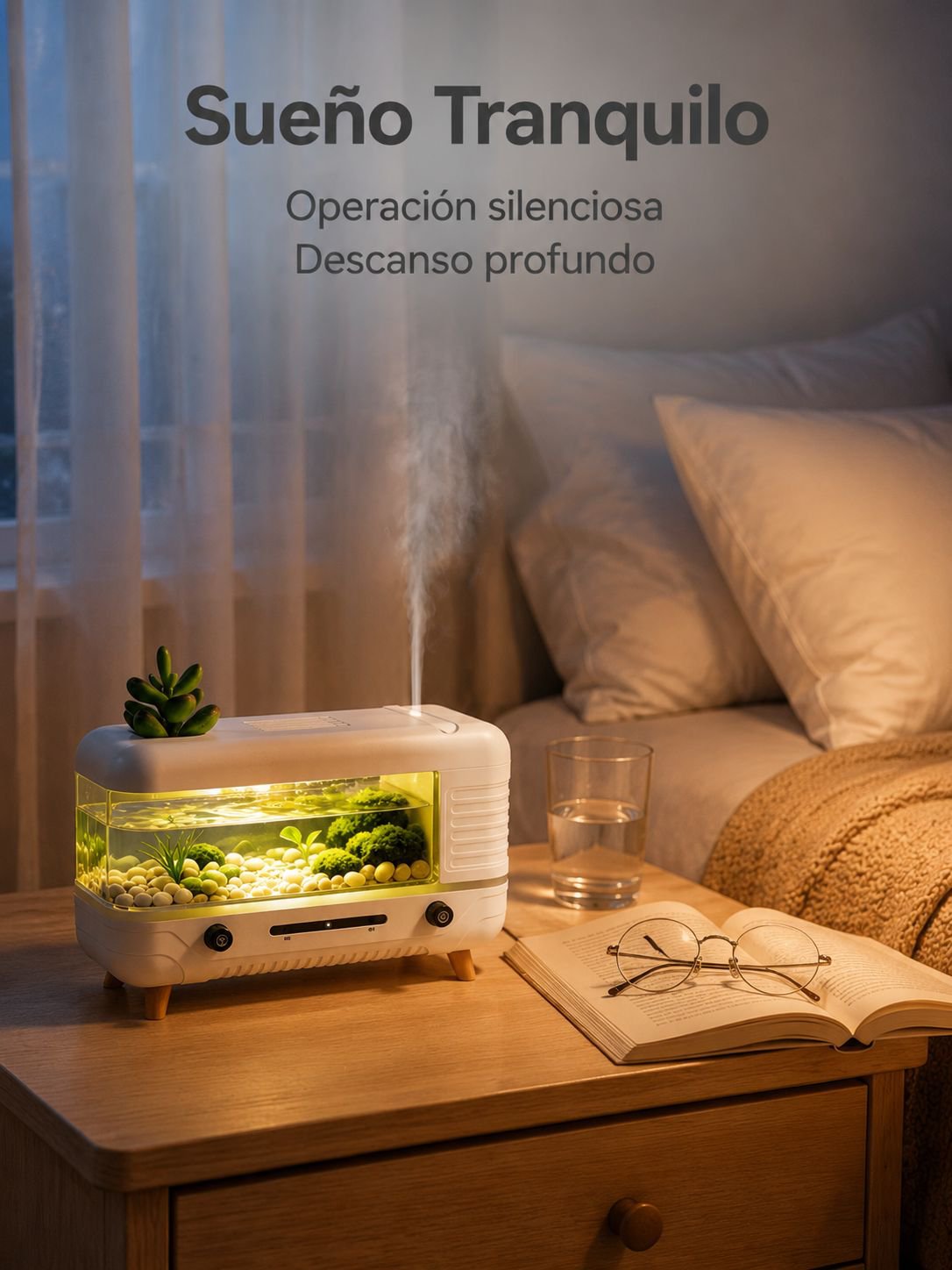 Difusor de aroma creativo con fuente de agua, luces decorativas