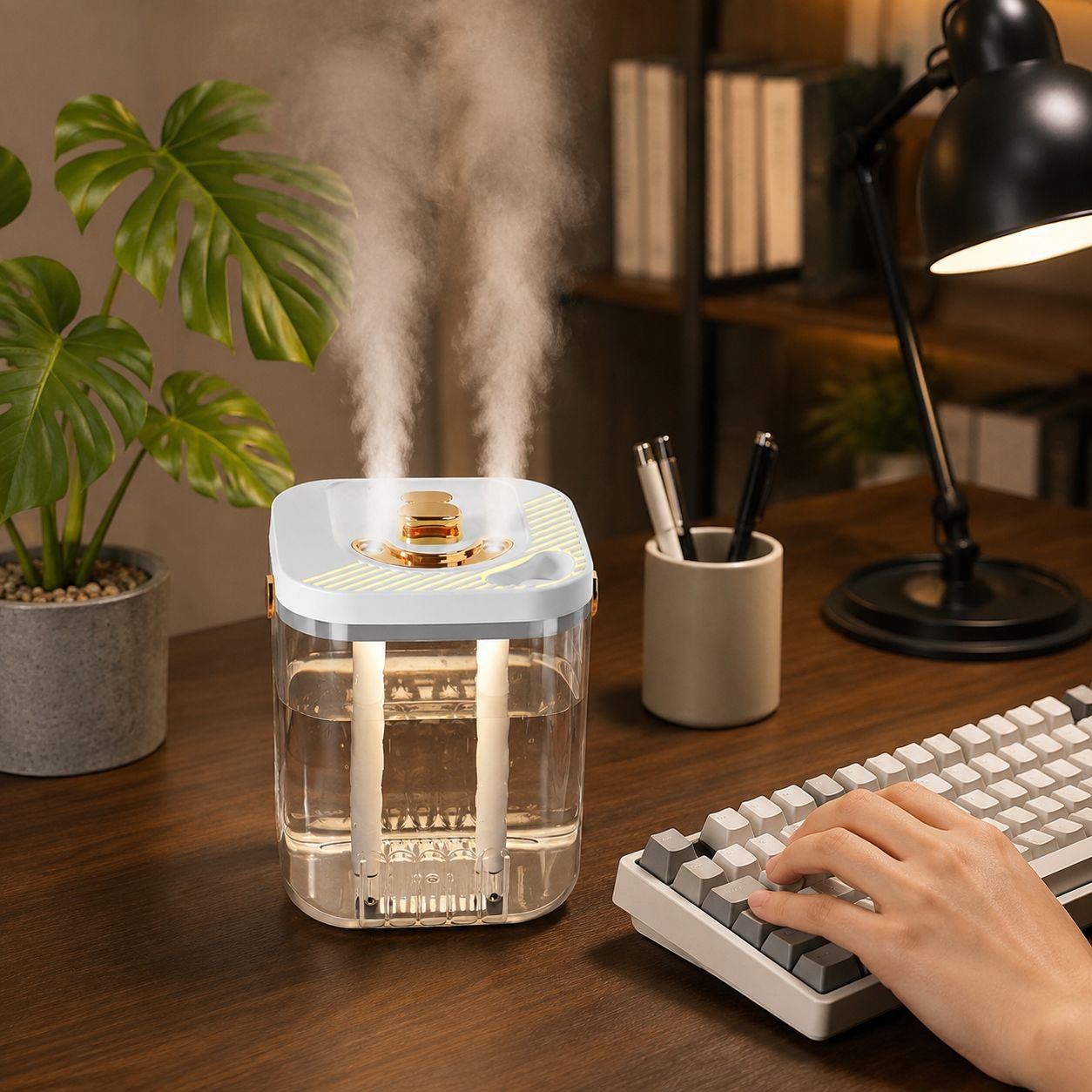 LED Light Transparent Nebulizer Sprayer Dual Nozzle Large Water Tank Fine Mist Humidifier