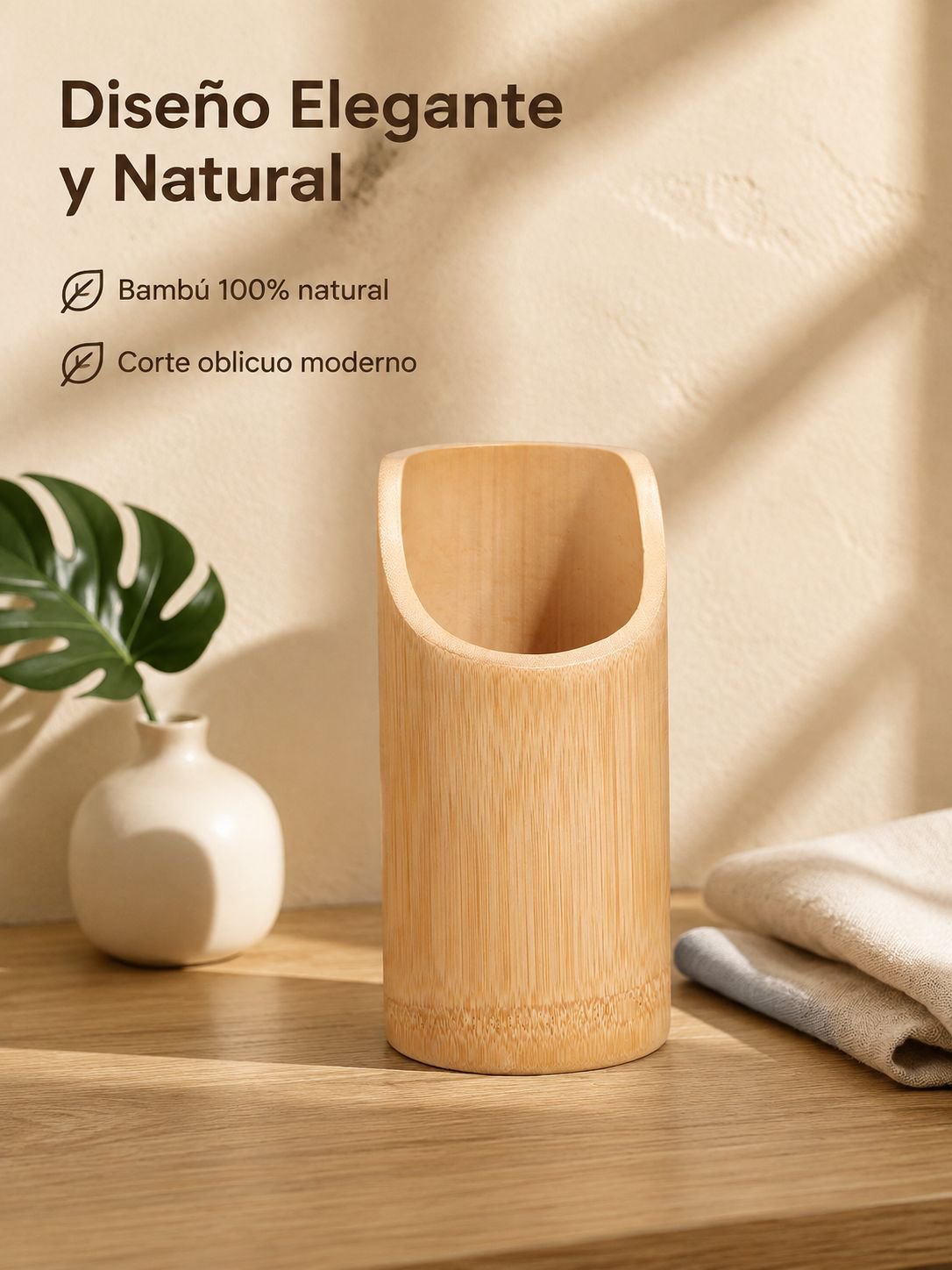 Soporte de bambú para cubiertos