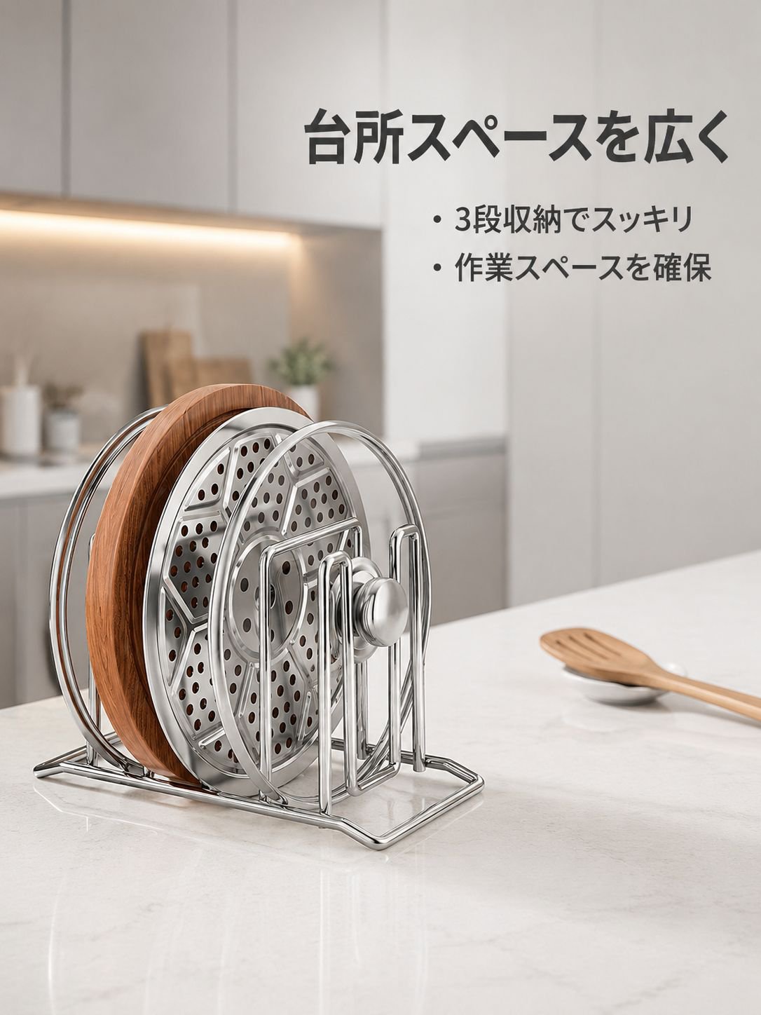ステンレス製鍋蓋ホルダー