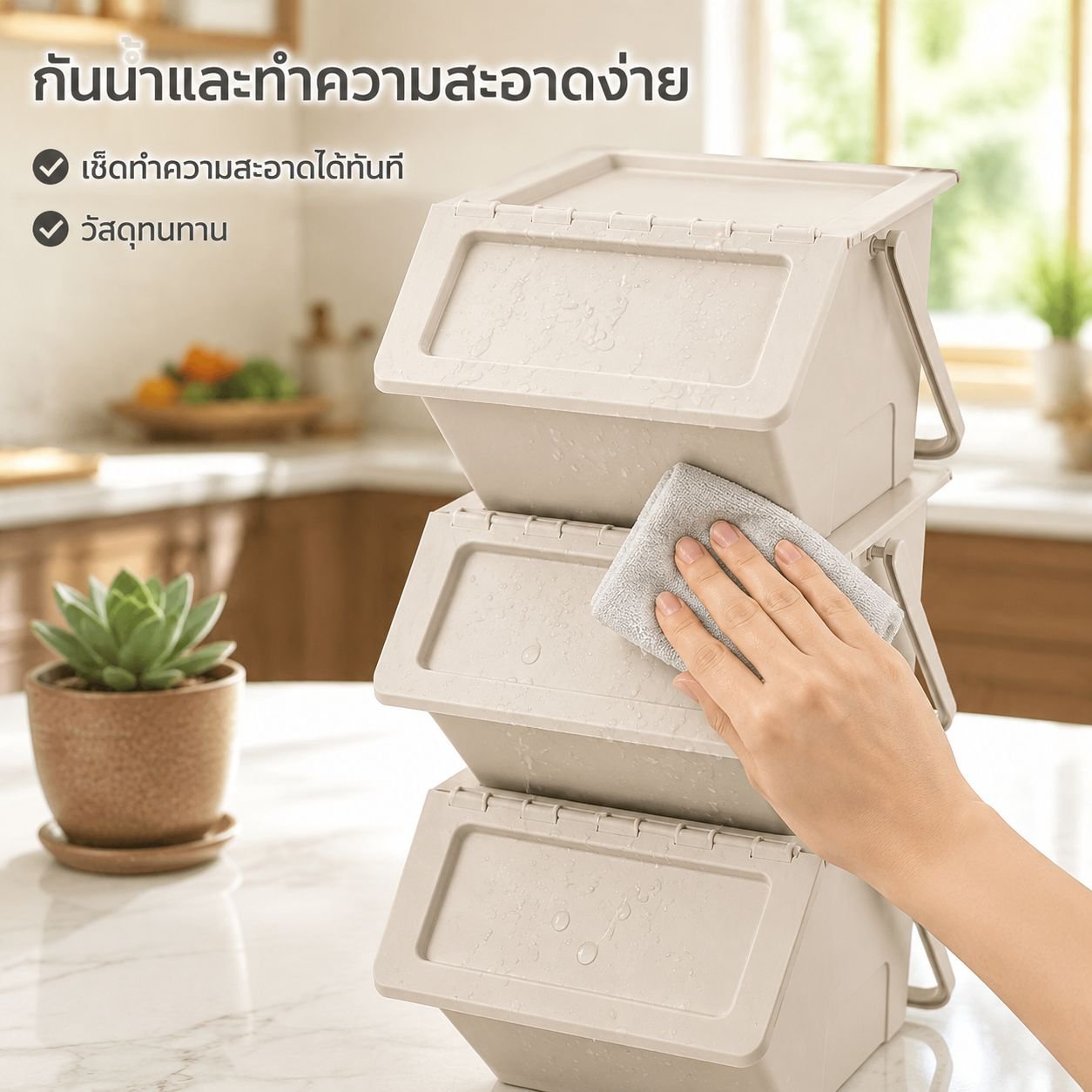 กล่องเก็บของอเนกประสงค์หลายชั้นพร้อมฝาปิด