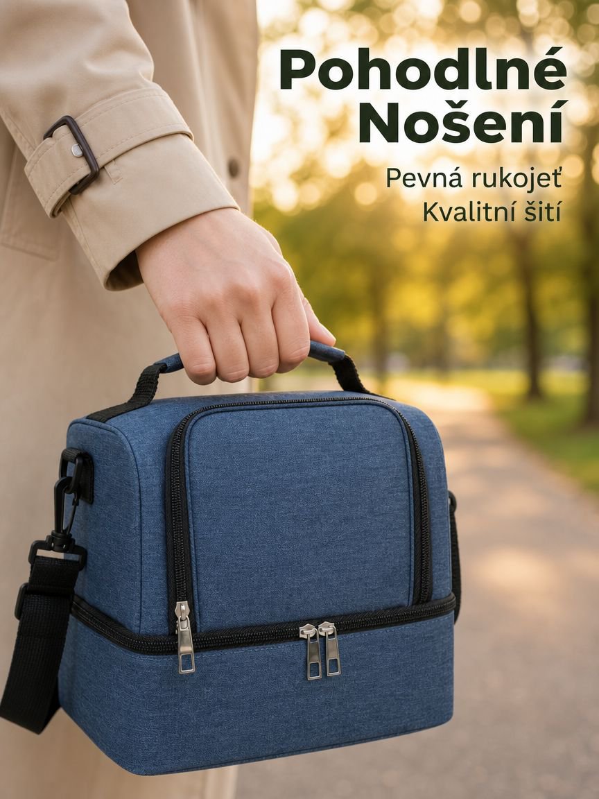 Velká přenosná taška na oběd s rukojetí