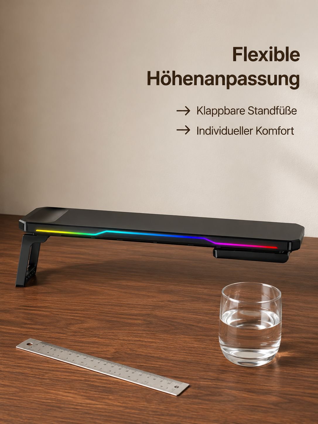 Cooler Computer-Erhöhungsständer, Erweiterungsdock, Desktop-Speicherregal, faltbares, leuchtendes Di