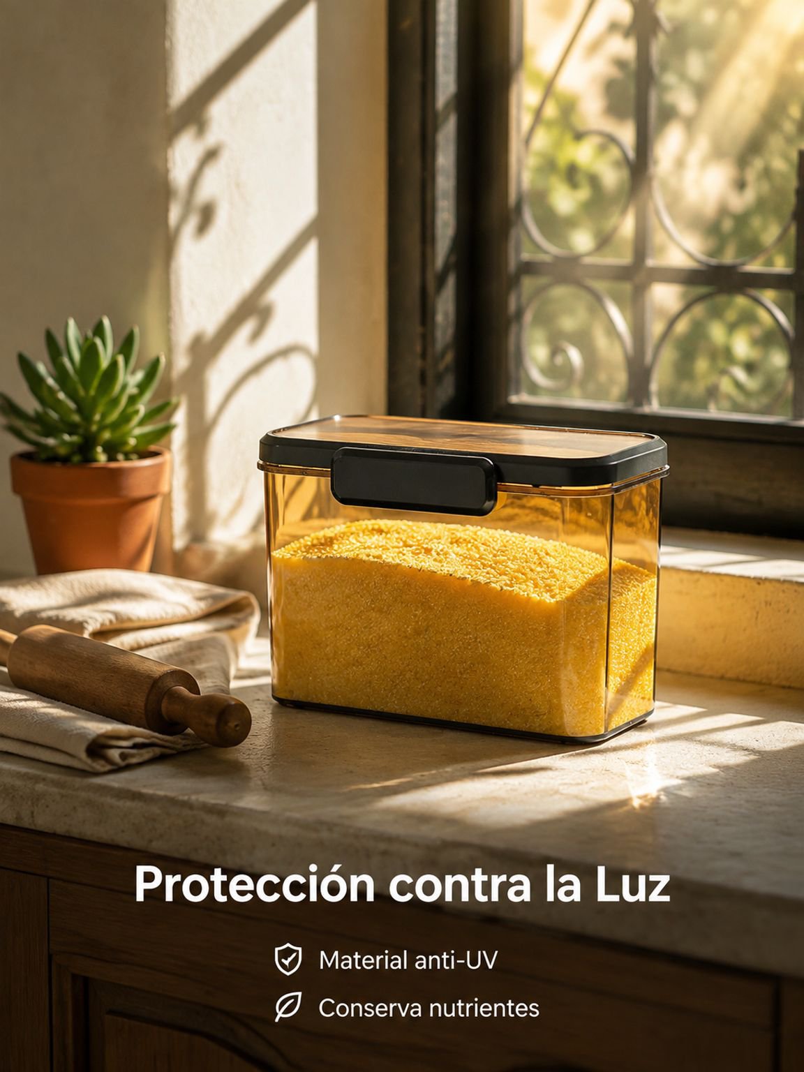 Recipiente sellado para arroz apto para uso alimentario