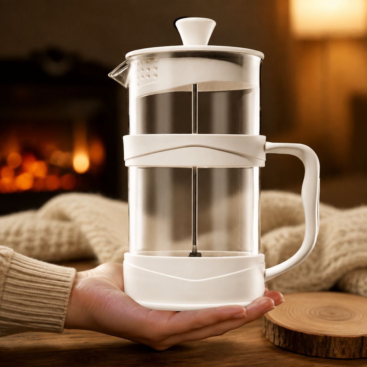 Tasse à thé en verre transparent avec filtre à pression