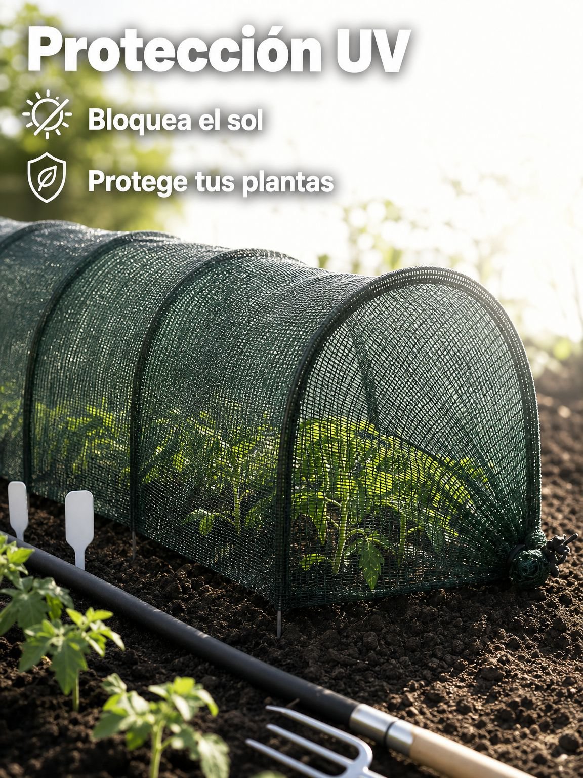 Malla de sombra portátil de 3 metros para invernadero, túnel de jardín, fácil de instalar y liberar