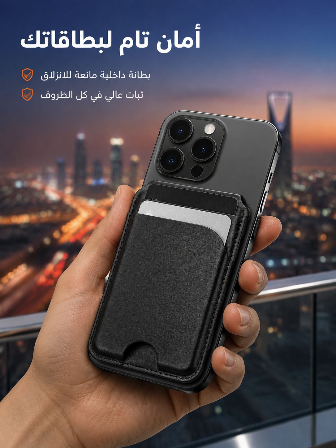 حامل هاتف مغناطيسي مع محفظة بطاقات