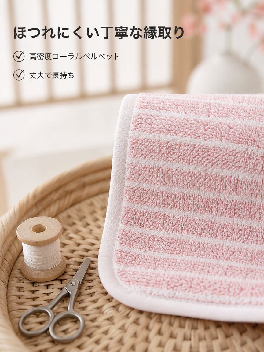 軽量コーラルフリースストライプバスタオル