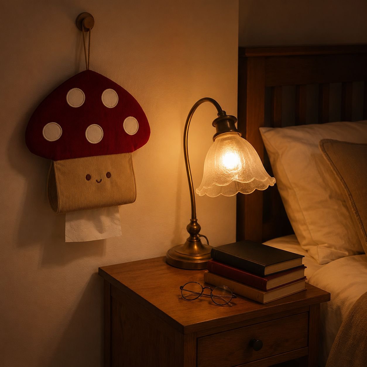 Modern home interior featuring a mushroom tissue holder