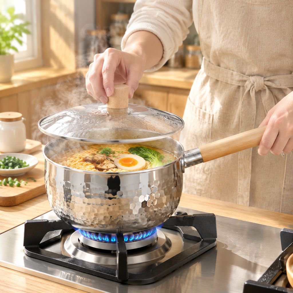 雪平製ステンレス鍋、極厚タイプ。スープ、牛乳、離乳食、インスタントラーメンなどに最適です。