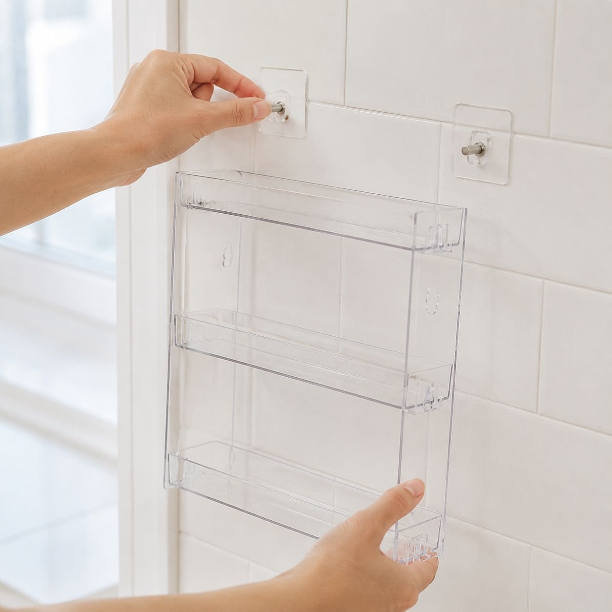 Home Acrylic Transparent Multi-layer Figurine Display Rack Punch-free Wall Mounted Organizer