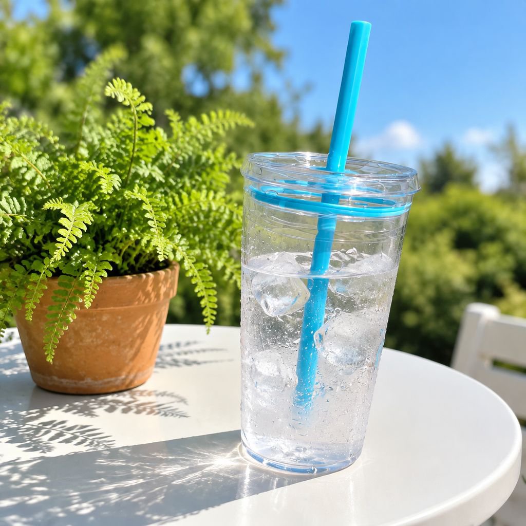Vaso de Café con Pajita Alta Transparencia Estilo Tritan