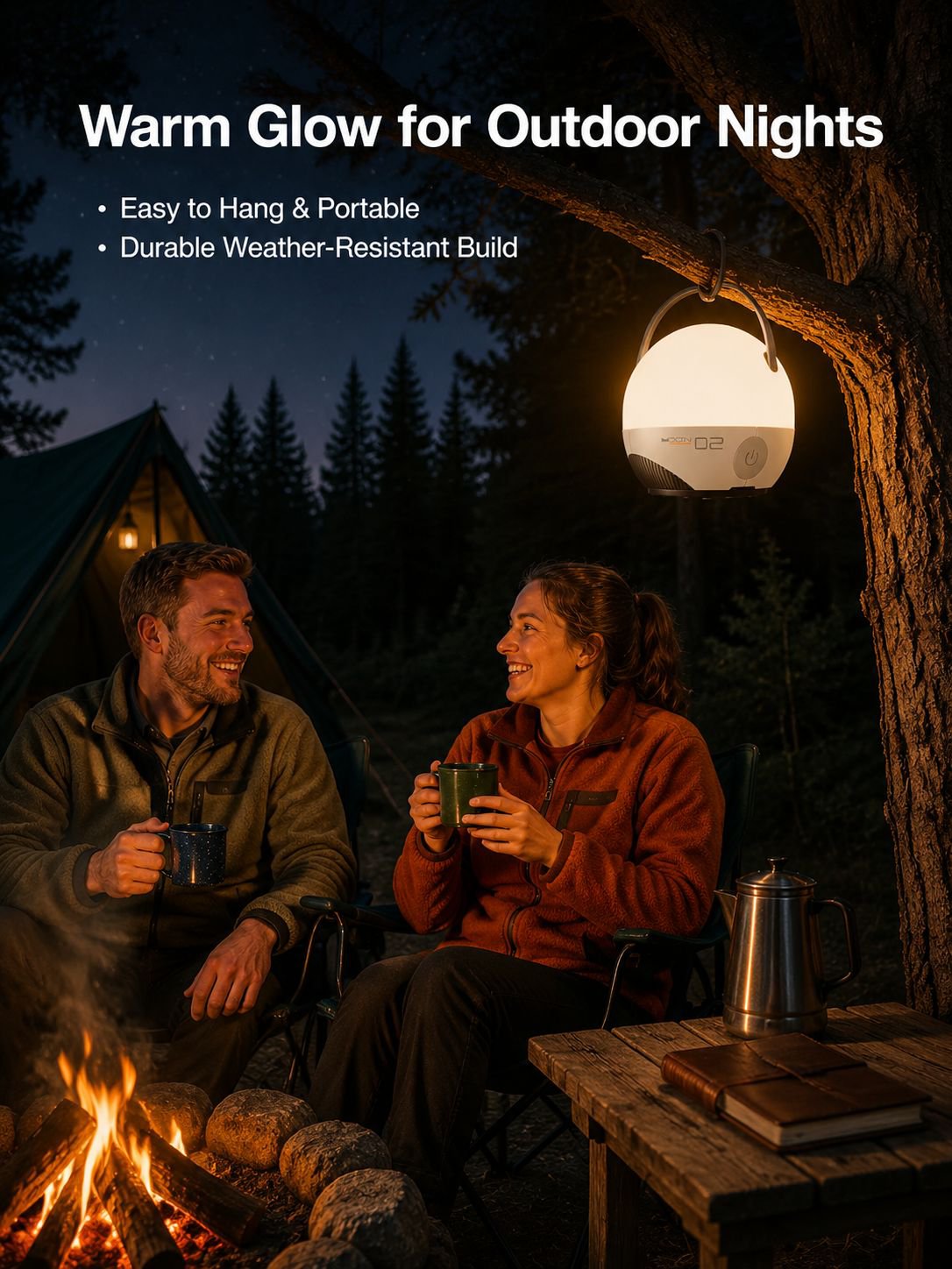 LED Camping Lantern, Rechargeable 7-Color Switching Work Light, High Brightness, Stepless Dimming, B
