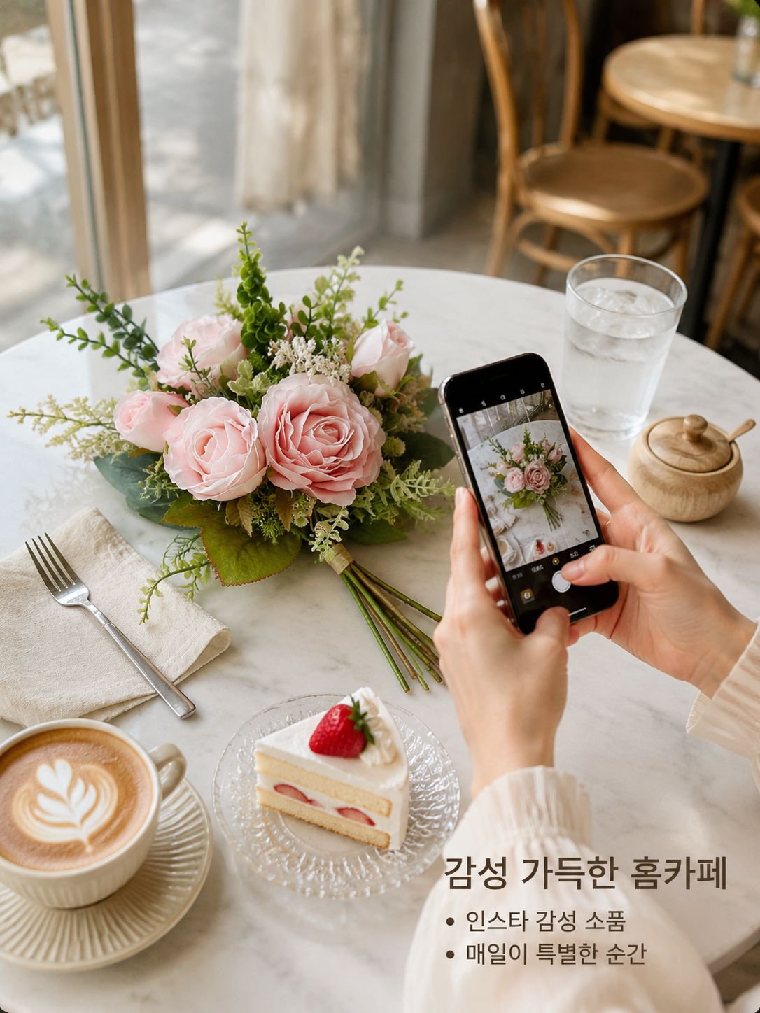 인조 장미꽃 다발 장식
