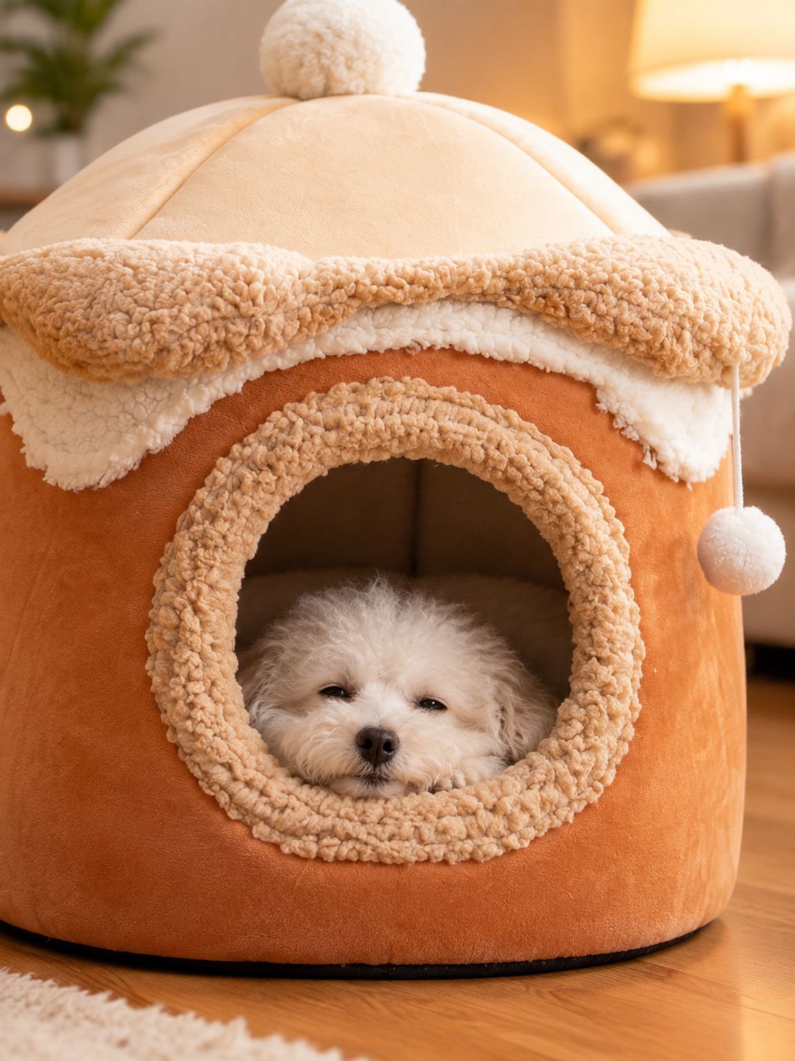 Casita para perros y gatos con diseño de helado colorido