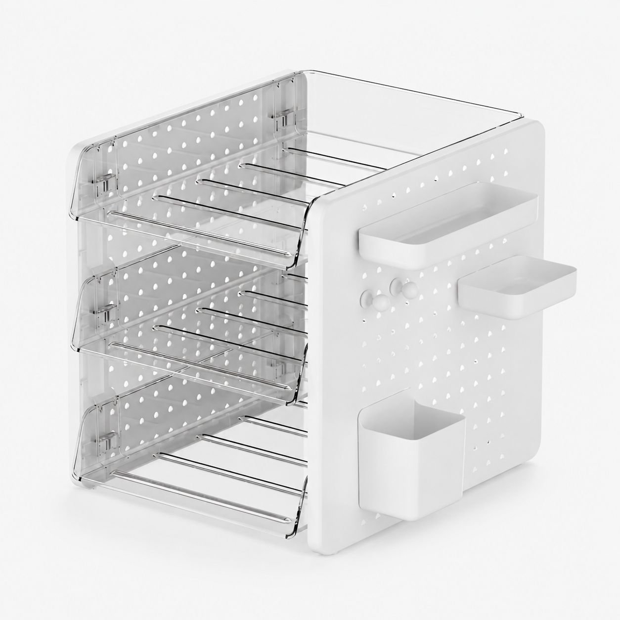 Organizador de escritorio con tablero perforado, solución todo en uno para papelería y cosméticos