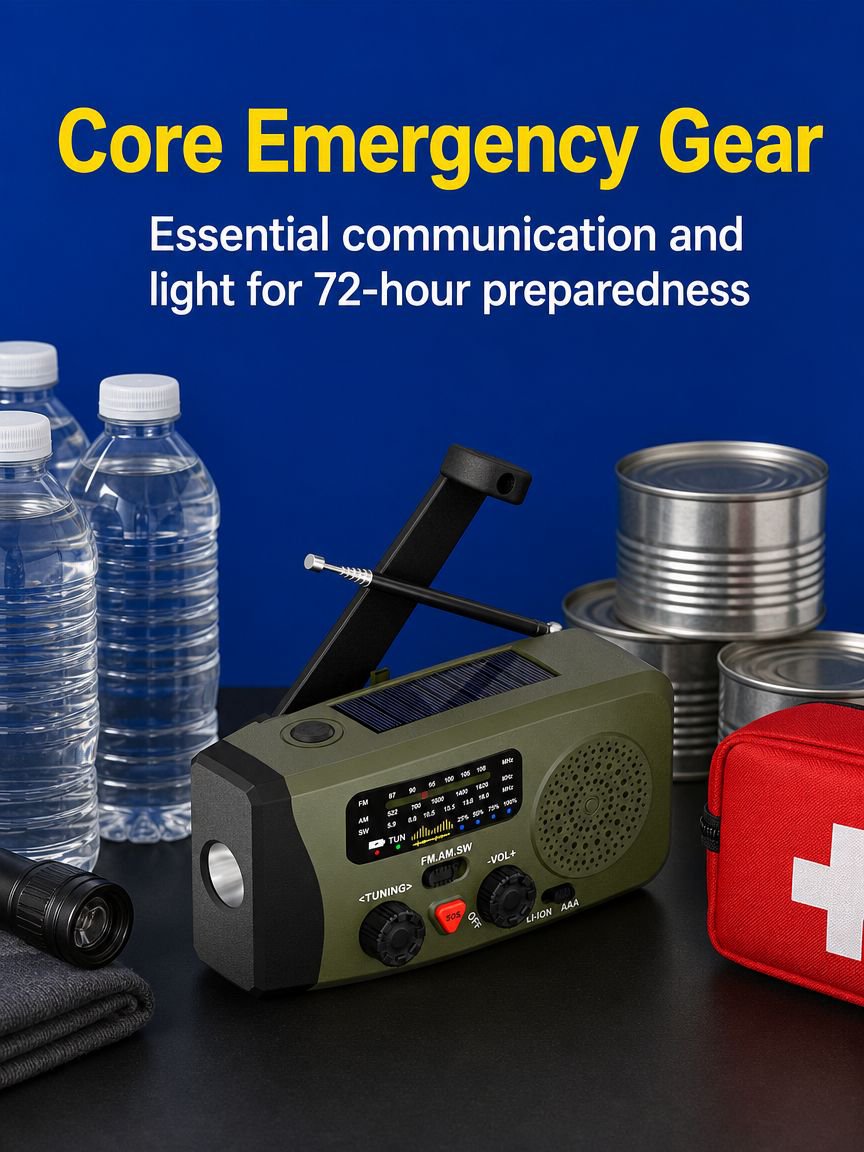 Durable emergency radio for storm and blackout situations